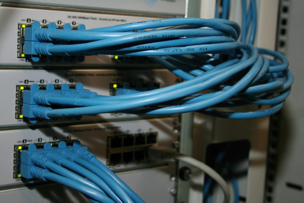 Network server patch cables in a rack